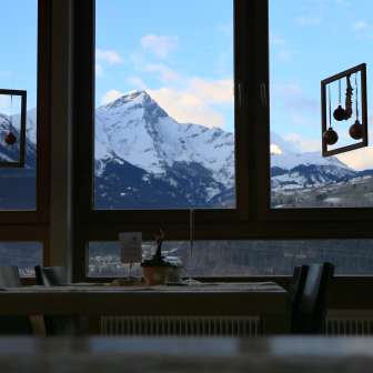 Der Piz Beverin vom Restaurant Scalottas in Scharans