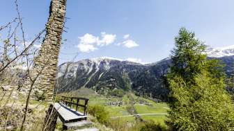 Die Burgruine Cagliatscha im Frühling Die Burgruine Cagliatscha im Frühling