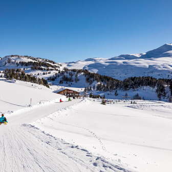 Die Alp Raguta mitten im Skigebiet Feldis